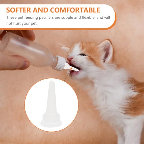 POPETPOP 40 Pack Silicone Pet Nursing Nipples, Cat Pacifiers Replacement | Bottle Nipples for Kitten, Puppy, Bunny and Small Animals Milk Feeding, Pet Feeder Nipples (Pointed)