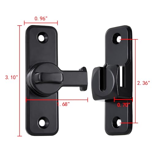 2 Pcs Black 90/180 Degree Flip Latch,Zinc Alloy Barn Door Latch | Right Angle Door Lock Latch,Sliding Door Latch Lock,for Cabinets,Bedroom,Fence Gates,Window,Garden,Garage,Pet Cage - color: Black