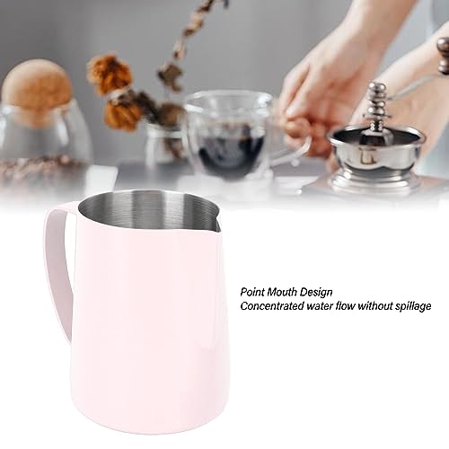 Milk Frothing Pitcher 20oz (600ml) – Stainless Steel Latte Art Pitcher with Inner Scale & Pointed Spout for Espresso Machine & Coffee Barista Tools – Pink Stainless Steel Milk Frother - color: Pink