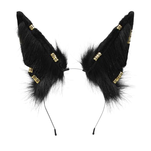 Handmade Wolf Ears Headband Fox Ear Hairband Wolf Cosplay Props - color: C Black