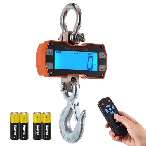 CGOLDENWALL Digital Crane Scale 4400lb Industrial Hanging Scale Handheld Hoist Scale kg lb Switchable 2000kg Wild Game Scale for Farms, Hunting and Livestock - size: 2000kg