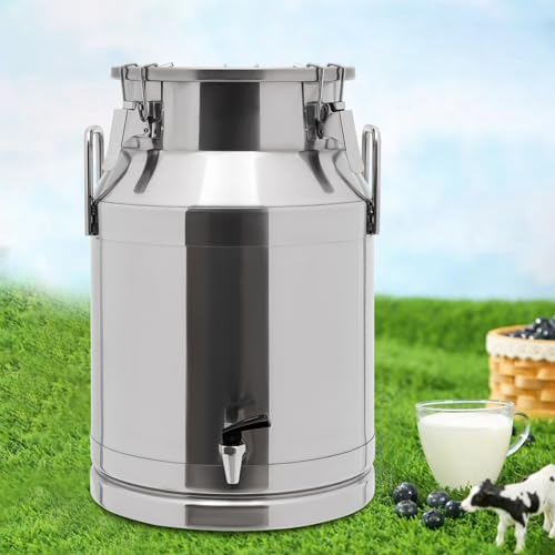 30L/7.93Gal Gallon Stainless Steel Milk Can 201 Stainless Steel Milk Jug Sealed Bucket Wine Pail Bucket Milk Can Liquid Storage Container w/Faucet & Sealed Lid for Milk Wine Water Liquid - size: 30L|w/Faucet|201