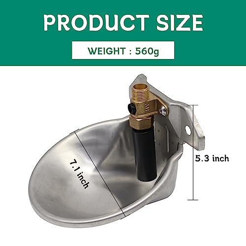 Automatic Goat Sheep Waterer Bowl with Copper Touch Valve,Stainless Steel | No Spill Livestock Water Trough for Goat,Sheep,Pig , Farm Water Drinking Equipment - color: SILVER