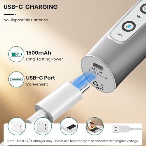 Colarlemo Milk Frother Handheld Rechargeable, Frother Wand Drink Mixer Electric Whisk for Coffee, Detachable With 3 Stainless Whisks, Hand Mixer for Lattes, Cappuccino, Matcha, Egg, No Stand, Silver - color: Silver, style: without stand
