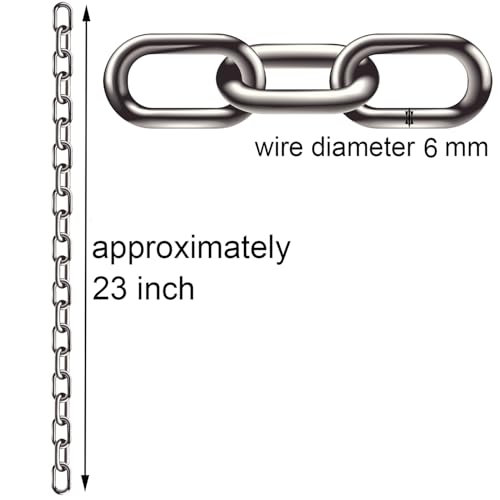 2 Pcs 1/4 x 23 Inch Link Chain 304 Stainless Steel Coil Chain, 6mm | for Transport Tie Down Binder Chain Pulling Towing Hanging, Home, Camping, Pet Towing - size: 23 x 1/4 inch