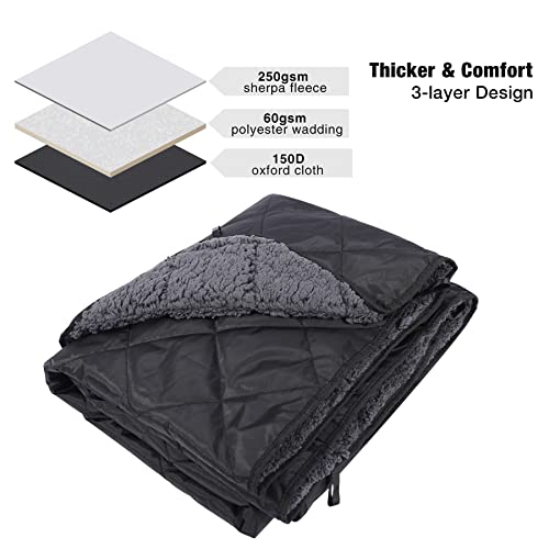 REDCAMP Large Camping Blanket with Sherpa Lining, Black 59"x50" | Cold Weather Warm Thick Outdoor Blanket Comfy Foldable & Windproof for Camping Stadium,Car,Picnics,Pet,Trip,Machine Washable - color: 50"x 59" Black