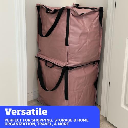 DURASACK 22-Gallon Zipper Top Heavy Duty Storage Tote Bags, Single, Mauve | Rugged Woven Polypropylene Moving Bag, Reusable Self-Standing Design, Holds up to 500 Pounds - color: Mauve, size: Medium