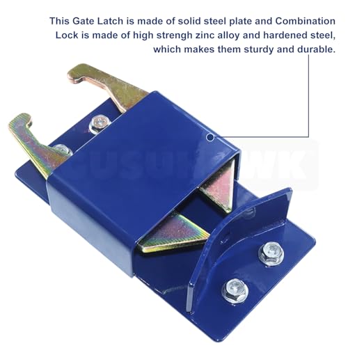 2 Way Farm Gate Latch for Gates with 1-5/8" to 2" Tubes, Blue | 4.1"x7.8" Two Way Gate Latch, Farm Gate Latch for Metal Tube Gates, Used as Livestock Gate Latch (Horse Cattle) - color: 1x S16100300