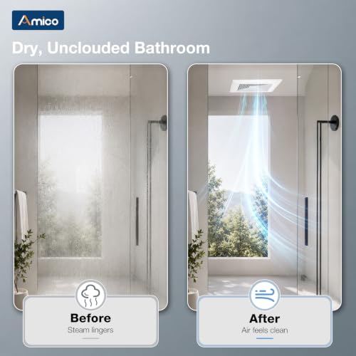 Amico Bathroom Exhaust Fan, 110 CFM, 0.9 Sones, ETL & FCC Certified | Ceiling Opening 9.4‘’ x 9.4'', Easy & Quiet Bathroom Fan, No Attic Access Needed, Ceiling Retrofit Ventilation Fans - size: 10 Inch