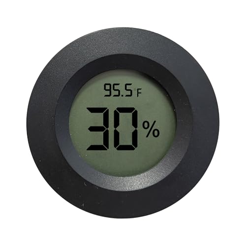 SunGrow Reptile Thermometer with Hygrometer with Digital Display, Accurate Temperature, Humidity Gauge for Snake and Lizard Tanks, Round Clear LCD, Black, 1.8”x1.8”x0.6” - style: Hygrometer Type