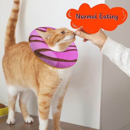 Seyezo Cat Cone Collar Soft, Adjustable Cat Recovery Cone, Pink, Medium | Stop Licking, Cute Donut E Collar, Anti-Lick Recovery, After Surgery, Elizabethan Collar for Kittens - color: Pink, size: Medium
