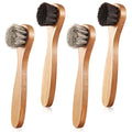 4 Pcs Horsehair Shine Shoes Brush Kit Polish Dauber Applicators Cleaning Leather Shoes Boots Care Brushes Suede Cleaner Brush with Microfiber Shoe Cloth(Wooden Handle B) - style: Wooden Handle B