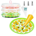 Deviled Egg Container with Lid, 3 Pack Stackable Deviled Egg Platter with Handle, 66-Slot Egg Carrier Tray for Fridge Storage, Easter, Christmas, Parties, Picnic, Dishwasher/Freezer Safe