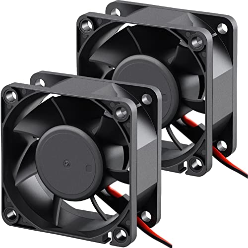 GDSTIME 60mm x 60mm x 25mm 12V 2Pin Dual Ball Brushless DC Cooling Fan 2Pcs | 4500RPM, High Speed, for PSU, Incubator, Battery box, DIY Console Exhaust Ventilation - 6025 - size: 60x25mm