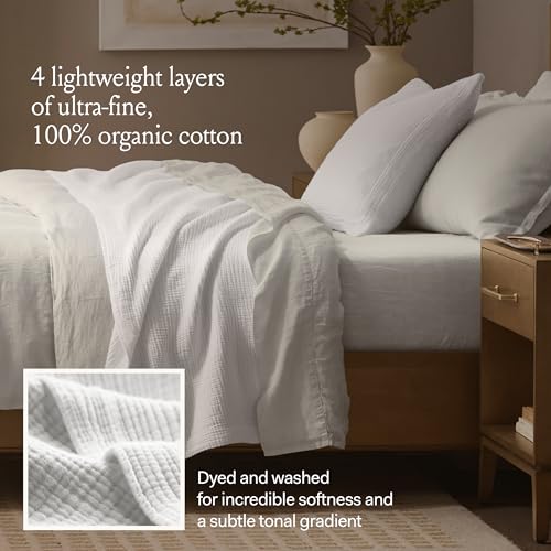 BOLL & BRANCH Dream Bed Blanket, Twin/Twin XL, Mist | Luxury 100% Organic Cotton - Soft, Lightweight and Breathable - Cloud-Like Touch - color: Mist, size: Twin/Twin XL