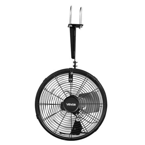 VEVOR Greenhouse Air Circulation Fan, 1800 CFM Powerful Air Circulator Electric Fan, 10 Speeds, 3 Switchable Modes, LCD Control, Ceiling Wall Mount, Fast Ventilation for Greenhouse, Patio, Garage - size: 21.6" Fan×1 -66W