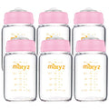 Matyz Glass Breastmilk Storage Containers, 6 Pack, 6 oz Bottle, Compatible with Spectra Medela Philips Pump - Freezer Safe Storage Bottles Set - Leakproof Glass Baby Bottles - No BPA (Pink Lids) - color: [Pack of 6] Pink Lid - 6 Ounce Clear Borosilicate G