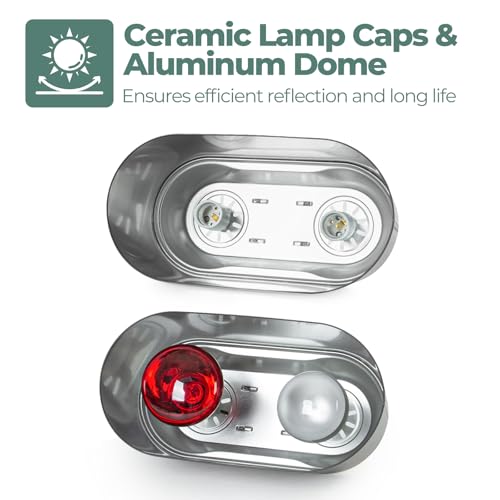 Dual Reptile Light Fixture with Switches, High Reflection Dome Reptile Heat Lamp Fixture, Terrarium UVB Basking Bulb Fixture for Reptiles Bearded Dragon Snake Tortoise, Max 150W Each - size: 12.6IN 150W