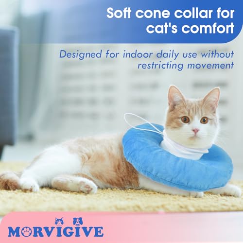 Cat Cone Collar Soft, Adjustable & Lightweight Kitten Elizabethan e Collar to Stop Licking After Surgery, Ideal for Wound Recovery, Durable & Machine Washable, Blue Small - color: Blue, size: Small(Neck:5.9")