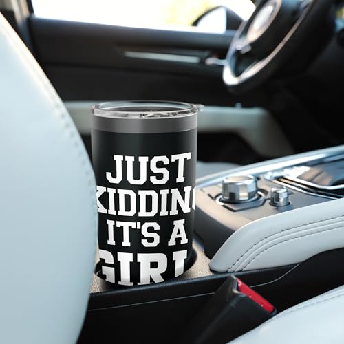 Just Kidding It's a Girl Pink Gender Reveal Party Supplies Stainless Steel Insulated Tumbler