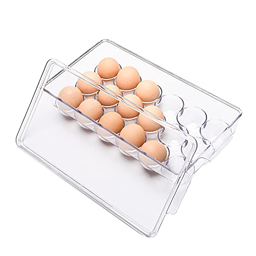 18 Eggs Holder for Refrigerator, Clear Egg Container for Fridge, Kitchen - size: 18 Eggs