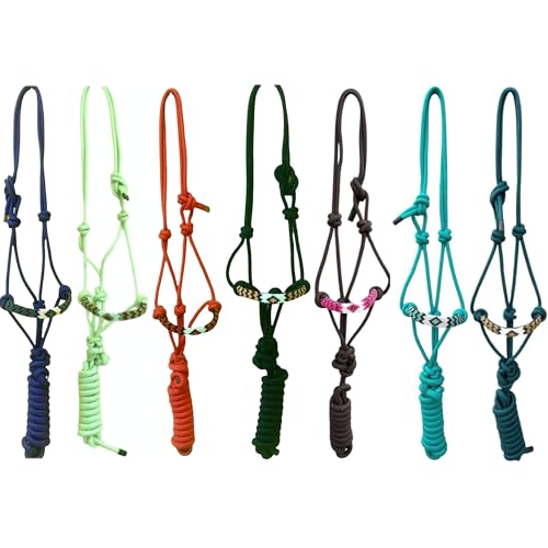 Majestic Ally Padded Beaded Nose Braided Rope Halter with 10' Matching Lead - Full (Hunter Green) - color: Hunter Green