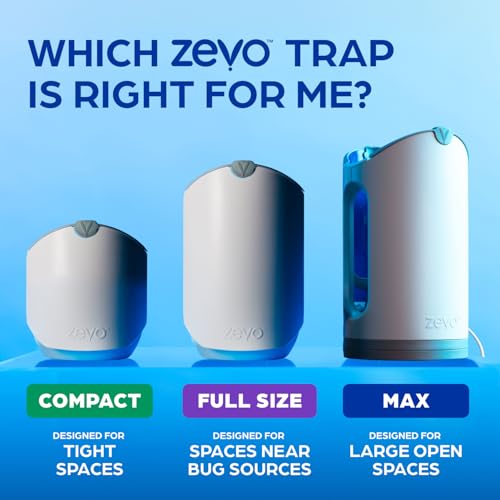 Zevo Flying Insect Trap for Fruit Flies & Gnats, 4 Bases & 4 Refills | Fly Trap Catches House Flies, Gnats & Fruit Flies 24/7, Spray-Free, Odor-Free, Blue & UV Light, Safe for Kids & Pets* - style: 4 Devices & 4 Cartridges