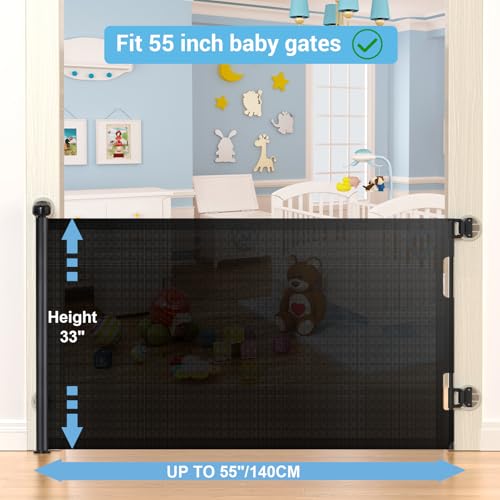 HAMOPY Auto-Lock Retractable Baby Gate Replacement Free-Punch Parts, Original Hardware Set (Including 2 x Latches + 2 x Brackets) Only Fit 55“&71” Auto-Lock Baby Gate(Black) - color: Bk-pf