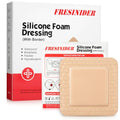 FRESINIDER Silicone Foam Dressing with Adhesive Border – Wound Dressing Bandage – Silicone Foam Pad – Pack of 5 – 3 x 3 Inches Large Waterproof Bandages – Self Adhesive Wound Care and Dressings - size: 3" x 3", 5pack