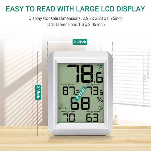Urageuxy Indoor Hygrometer Thermometer, Digital Humidity Meter Temperature Gauge with Min/Max, ℉/℃ Switch for Home, Baby Room, Kitchen, Greenhouse