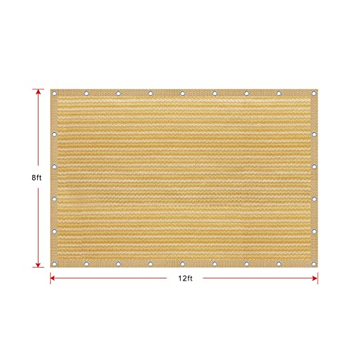 Shatex 90% Shade Fabric 8X 12ft Sun Shade Cloth with Grommets for Pergola Cover Canopy Wheat, 12 Bungee Balls - color: wheat, size: 8x12ft