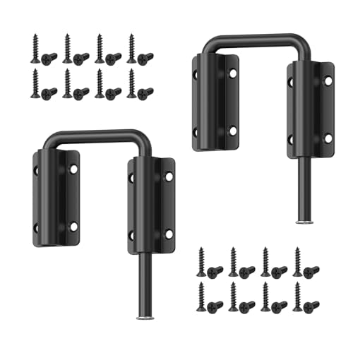 Upgraded Sliding Door Loop Lock, Gate Latches, Black-2PCS | 90/180 Degree Patio-Security U-Bolt Latch Lock for Barn Door, Closet, Fence, Window, Multi-Angle, Aluminum Alloy - color: Black-2PCS