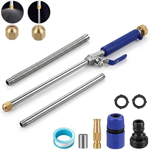 High Pressure Power Washer Wand, Watering Sprayer Cleaning Tool, Hydro Jet Water Hose Nozzle, Wand Lance for Gutter Patio Car Pet Window blue - color: Blue