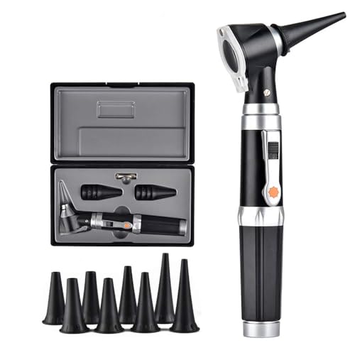 Jiusion 3X Otoscope with LED, Handheld Ear Magnifier Scope for Doctor & Home | Portable Ear Check Scope with 8 Specula Caps & Storage Case for Adults, Kids, Pets, Dogs, Cats - size: Otoscope
