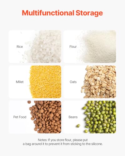 VEVOR 27 Gallon Food Storage Container, 500 Cup Commercial Ingredient Bin | Ideal for Kitchen Rice, Dog Food, Flour, and Sugar Storages, Food-Grade PP, with Wheels, Scoop and Transparent Lid, White - size: 27 Gallon