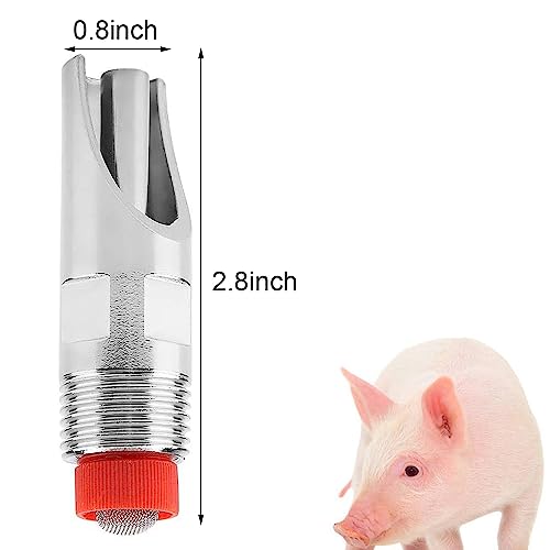 Pack of 10 Pig 1/2" NPT Pig Nipple Waterer for Barrel Kit Stainless Steel Automatic Pig Waterer with Filter Pig Nipple Drinker for Sows Piglets Dogs