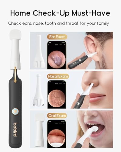 Bebird Earsight Plus R37R Ear Wax Removal Tool Camera, FSA HSA Eligible Items, Smart Ear Cleaner with Painless Visual Tweezers, Flexible Ear Camera Otoscope, Home ENT Cleaning Kit for Family,Black - color: Black
