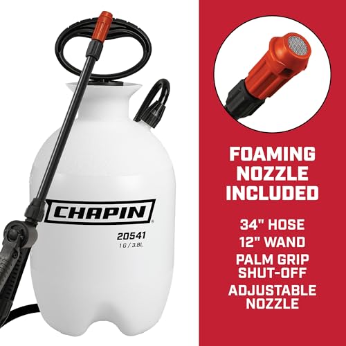 CHAPIN 1-Gallon Foaming Sprayer, Precise Coverage | Translucent poly tank; foaming spray improves accuracy and reduces waste with filtration and extended-reach hose - size: 1-Gallon