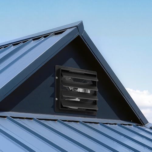 VEVOR 16 inch Exhaust Fan, Wall Mounted Attic Fan with Variable Speed, Temperature & Humidity Controller, 3000 CFM, Automatic Shutter - size: 16 Inch