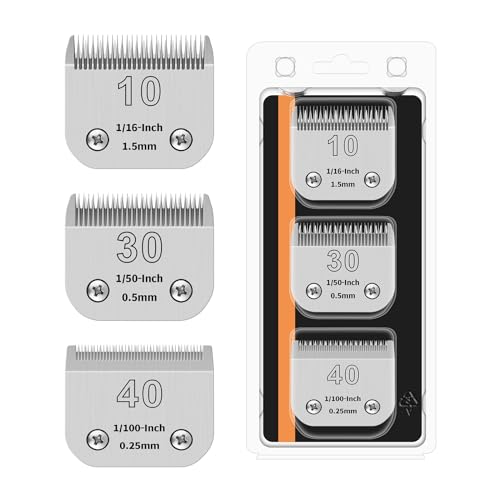 3PACK Dog Grooming Clipper Replacement Blades Compatible with Andis Pet Clipper/Oster A5/Wahl KM Series Dog Clipper,Ceramic Blade & Stainless Steel Blade (10#+30#+40#) - size: 10#+30#+40#