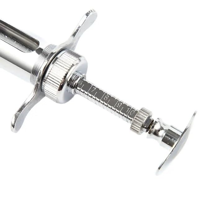 20cc Stainless Steel Injector Reusable Metal Syringe 20ml glass Hypodermic Veterinary Animal Syringe Livestock Pig Cattle Sheep Feeder with locking screws