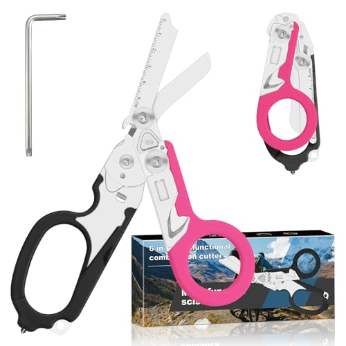 6-in-1 Heavy-Duty Emergency trauma shears (Black Pink) - color: Black Pink