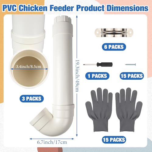Homar 2pcs PVC Pipe Chicken Feeder, Waste-Free Chicken Feeder PVC The Sturdy and Durable PVC Material is Rodent-Proof and Can Withstand All Kinds of Weather and Birds 19.3“ L X 6.7” W X 3.8" Id - size: 2pc