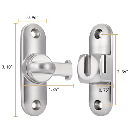 Silvery 90/180 Degree Barn Door Latches,Flip Gate Lock | Zinc Alloy Flip Gate Latches,Right Angle Door Lock,for bedroom,garage,sliding door,window,cabinet,drawer,pet enclosures - color: Silvery