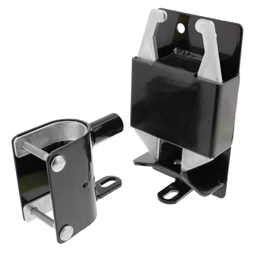 2-Way Lockable Gate Latch, Heavy Duty Automatic Slam Latch for 1.62" to 2" Round Tube Metal Gates, Double Direction Fence Gate Hardware for Livestock Cattle Pasture, Black