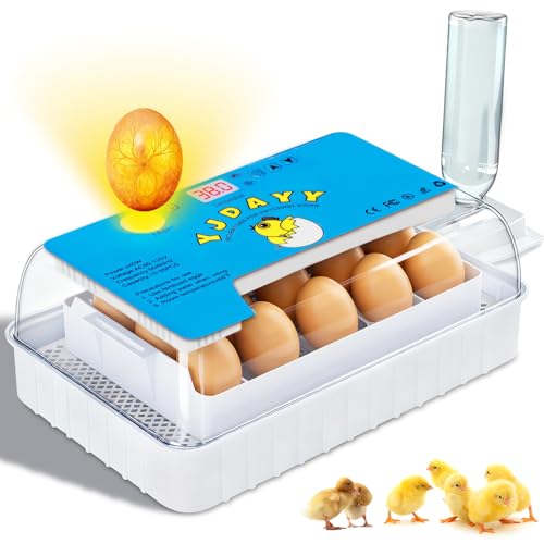 Incubators for Hatching Eggs 15-35 Eggs Incubator with Automatic Egg Turning and Temperature Humidity Control Display LED Candler Poultry Incubator for Hatching Chicken Duck Quail (Blue)