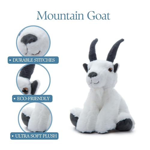 The Petting Zoo Mountain Goat Stuffed Animal, Wild Onez, Kids Gifts, 9 in | Mountain Goat Realistic Wildlife Animals by Zoologee. Great Toys for Girls and Boys. Plush Gifts for Kids