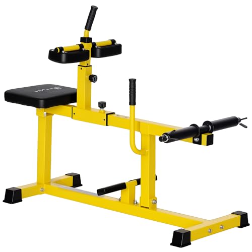 Soozier Seated Calf Raise Machine for Home Gym Waist Arm Training | Adjustable Calf Machine Leg Extension - color: Yellow
