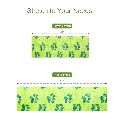 Vet Wrap Cohesive Bandages, Self-Adhesive Bandage Wrap, Breathable Non-Woven Self Adherent Tape for Pet Dog Leg Paw Wound, Horse, Cat, First Aid & Ankle Sprain, 2 Inch (6 Rolls) - color: Paw Prints