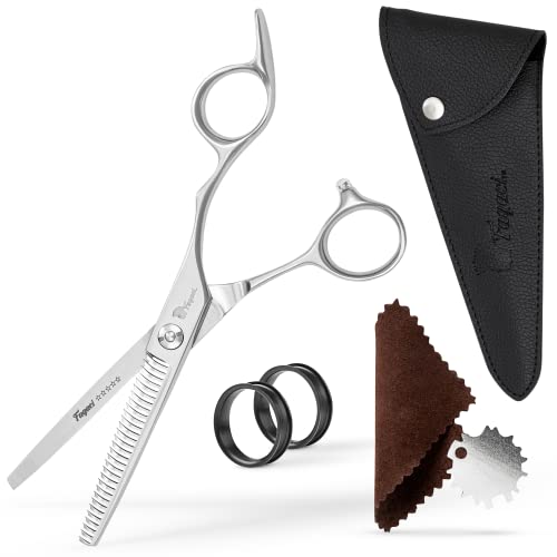 Fagaci Professional Thinning Shears 6" 440C Thinning Scissors Sharp Blades | Premium 440C steel, master sharpened to a razor edge for fine, precise cuts, For salon and home use, Case and cloth included